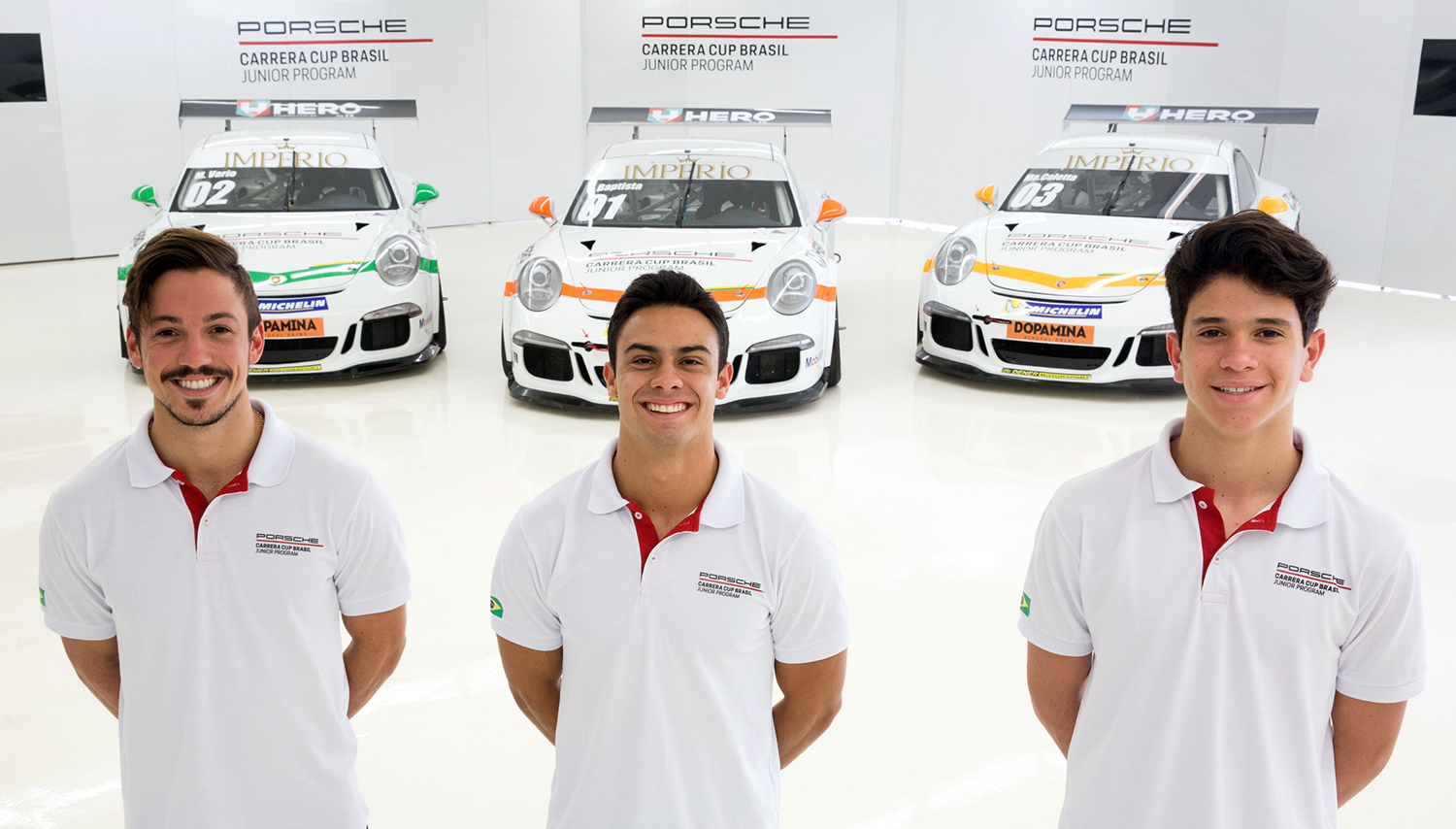 Vitor Baptista, Marcus Vario e Marcel Coletta são os vencedores do Porsche Carrera Cup Junior Program