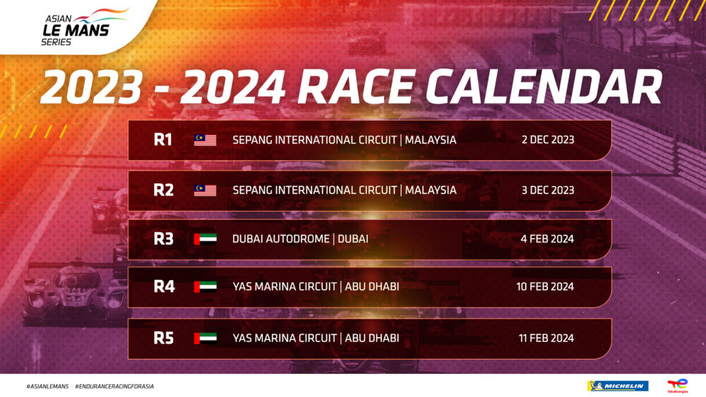 Temporada 2023/24 do Asian Le Mans Series terá cinco etapas